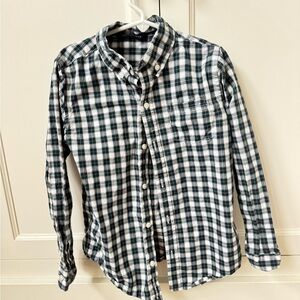 Boys Janie and Jack Green and White Plaid Button Down Shirt